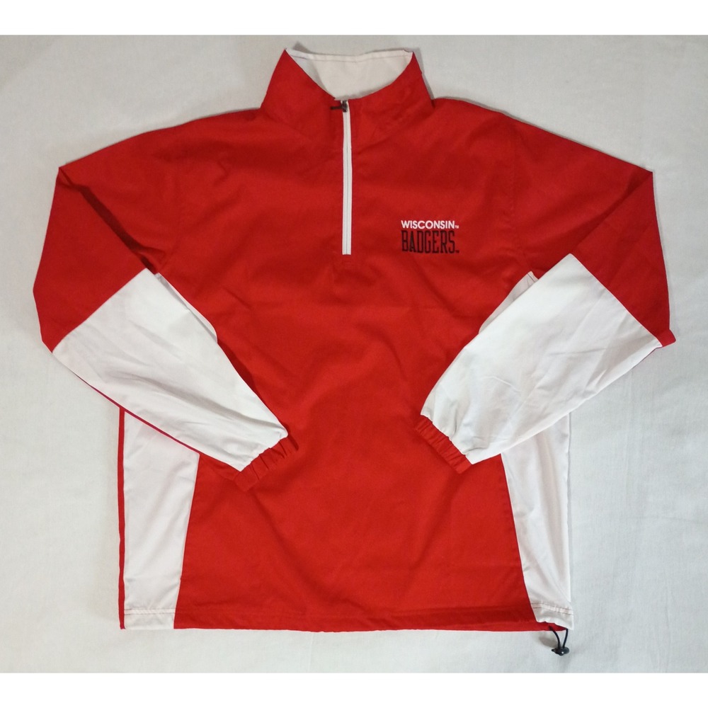 NCAA Wisconsin Badgers Knights Apparel 1/4 Zip Windbreaker Jacket Red Men Medium